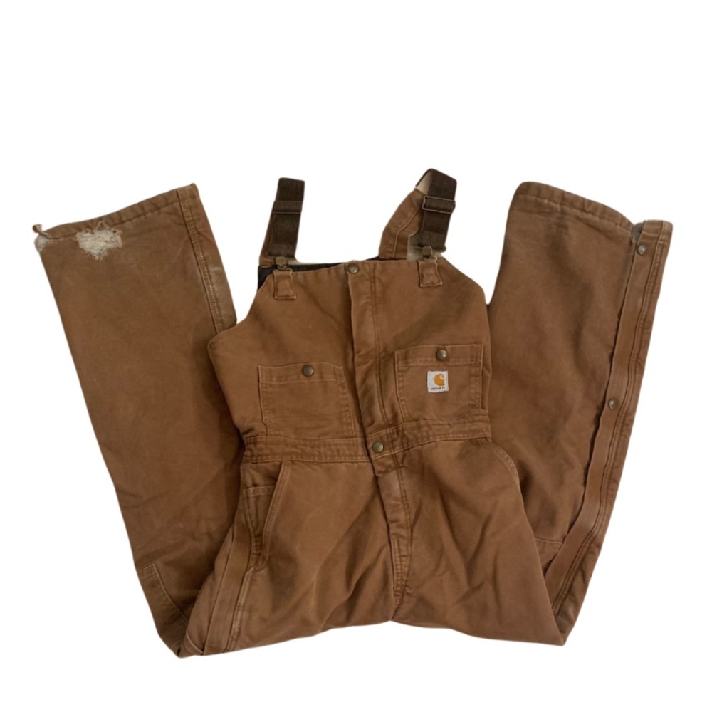 vintage tan carhartt womens size 30 waist overalls